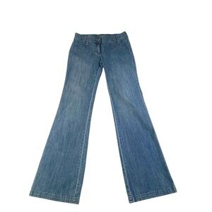 NY&Co Low Rise Flare Jeans Womens Size 2 Blue Y2K Stretch Denim